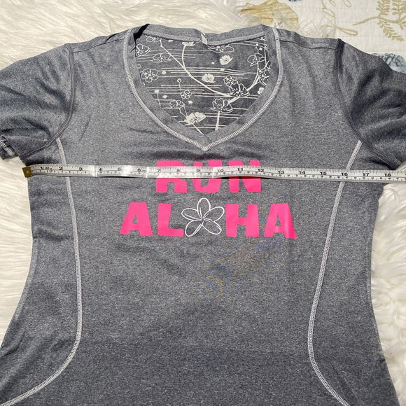 Brooks Gray Run Aloha Short Sleeve Tee womens S - Picture 3 of 7